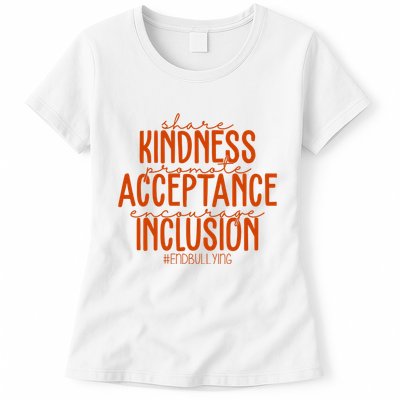 Share Kindness Promote Acceptance Encourage Inclusion End Bullying Unity Day Womens T-Shirt