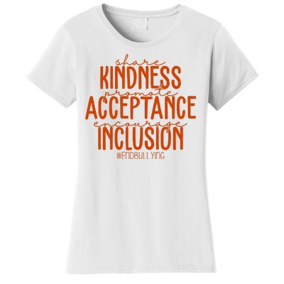 Share Kindness Promote Acceptance Encourage Inclusion End Bullying Unity Day Women's T-Shirt