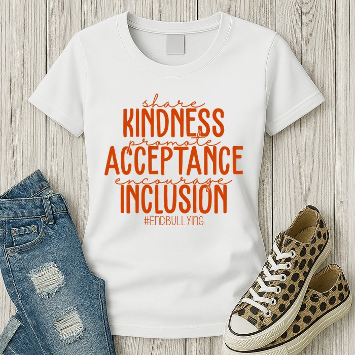 Share Kindness Promote Acceptance Encourage Inclusion End Bullying Unity Day Womens T-Shirt