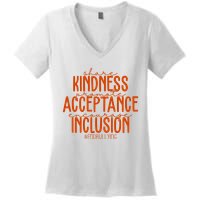 Share Kindness Promote Acceptance Encourage Inclusion End Bullying Unity Day Women's V-Neck T-Shirt