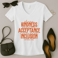 Share Kindness Promote Acceptance Encourage Inclusion End Bullying Unity Day Women's V-Neck T-Shirt