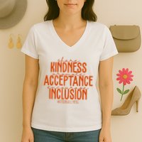 Share Kindness Promote Acceptance Encourage Inclusion End Bullying Unity Day Women's V-Neck T-Shirt
