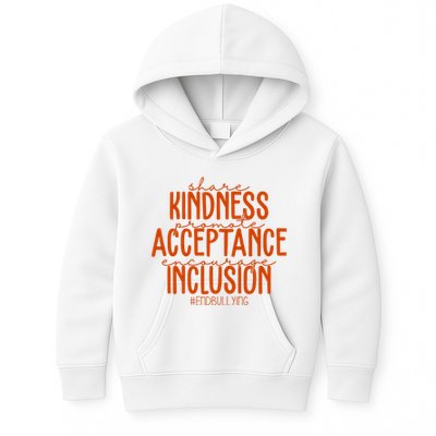 Share Kindness Promote Acceptance Encourage Inclusion End Bullying Unity Day Kids Hoodie
