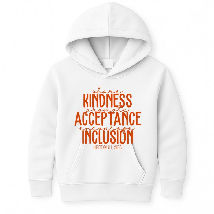 Share Kindness Promote Acceptance Encourage Inclusion End Bullying Unity Day Kids Hoodie