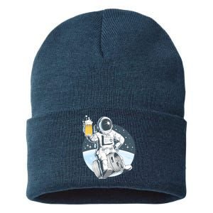 Space Kegger Party Astronaut Sustainable Knit Beanie