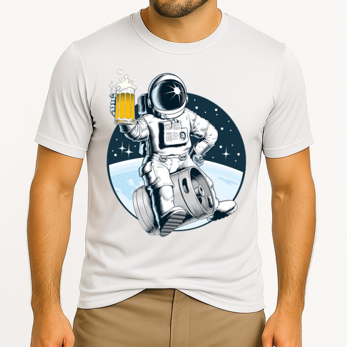 Space Kegger Party Astronaut Cooling Performance Crew T-Shirt