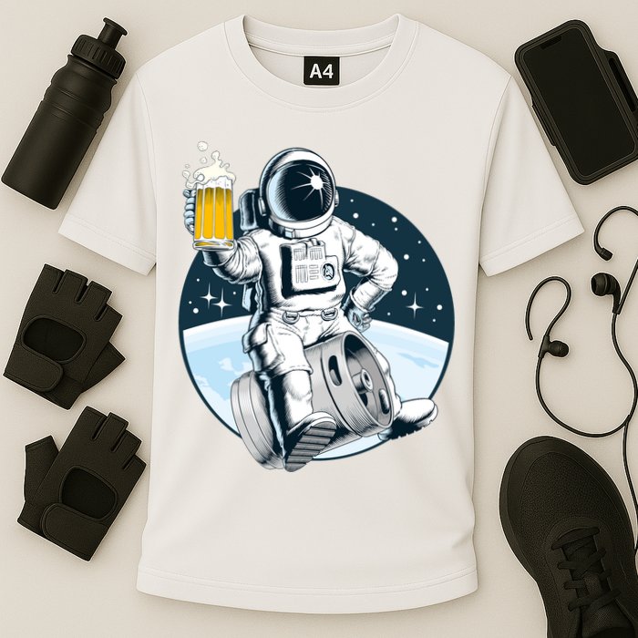Space Kegger Party Astronaut Cooling Performance Crew T-Shirt