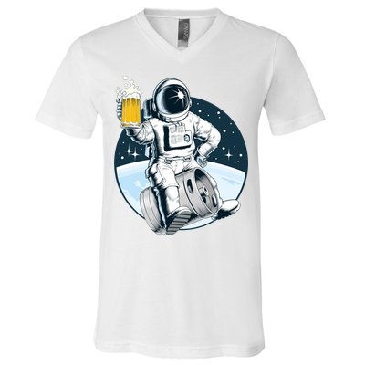 Space Kegger Party Astronaut V-Neck T-Shirt