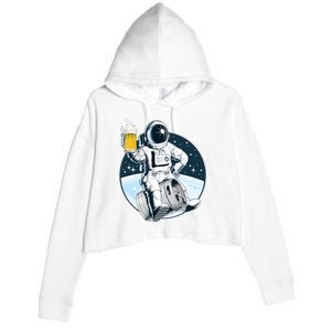 Space Kegger Party Astronaut Crop Fleece Hoodie