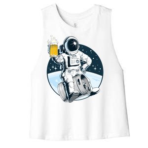 Space Kegger Party Astronaut Women's Racerback Cropped Tank