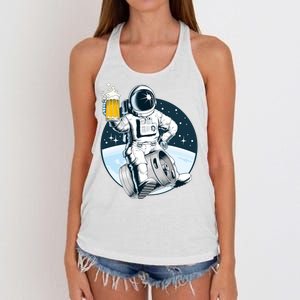 Space Kegger Party Astronaut Women's Knotted Racerback Tank