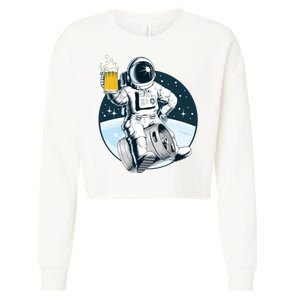 Space Kegger Party Astronaut Cropped Pullover Crew