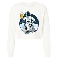 Space Kegger Party Astronaut Cropped Pullover Crew