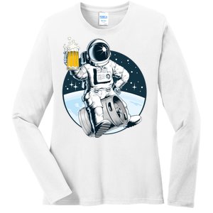 Space Kegger Party Astronaut Ladies Long Sleeve Shirt