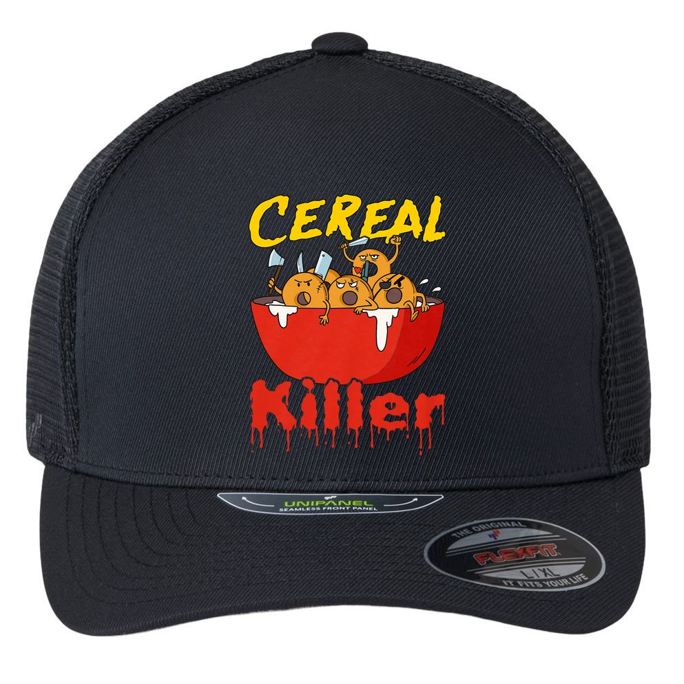 Serial Killer Parody Cereal Killer Flexfit Unipanel Trucker Cap