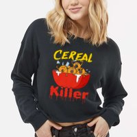 Serial Killer Parody Cereal Killer Cropped Pullover Crew