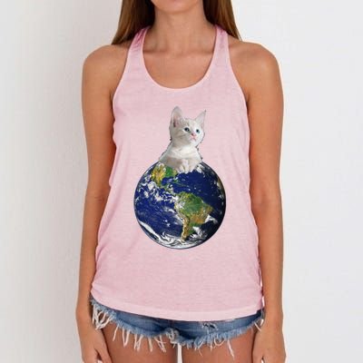 Space Kitten Ruler Of Earth Gift Women's Knotted Racerback Tank