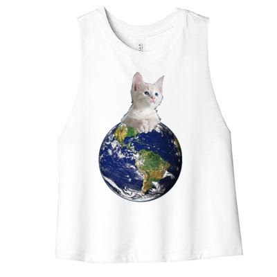 Space Kitten Ruler Of Earth Gift Women's Racerback Cropped Tank