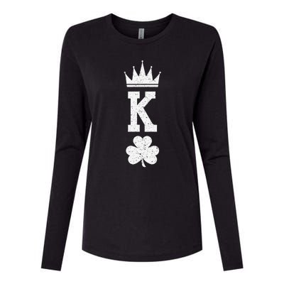 Shamrock King St Patrick Humor Gift Womens Cotton Relaxed Long Sleeve T-Shirt