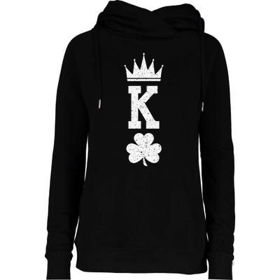 Shamrock King St Patrick Humor Gift Womens Funnel Neck Pullover Hood