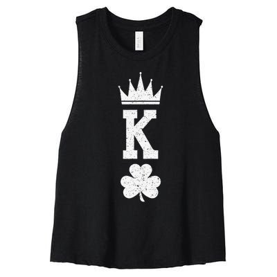 Shamrock King St Patrick Humor Gift Women's Racerback Cropped Tank