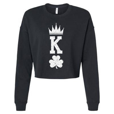 Shamrock King St Patrick Humor Gift Cropped Pullover Crew