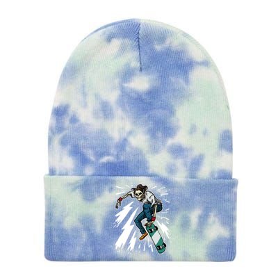 Skateboard Kickflip Skull Skeleton Skater Gift Tie Dye 12in Knit Beanie