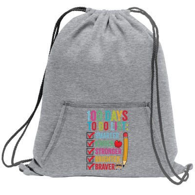 Smarter Kinder Stronger Brighter 100 Days Of School Teacher Sweatshirt Cinch Pack Bag