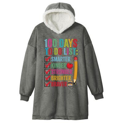 Smarter Kinder Stronger Brighter 100 Days Of School Teacher Hooded Wearable Blanket