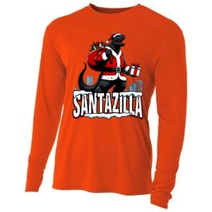 Santazilla Kaiju Santa Christmas Japanese Monster Xmas Cool Gift Cooling Performance Long Sleeve Crew