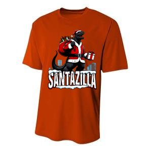 Santazilla Kaiju Santa Christmas Japanese Monster Xmas Cool Gift Performance Sprint T-Shirt