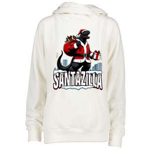 Santazilla Kaiju Santa Christmas Japanese Monster Xmas Cool Gift Womens Funnel Neck Pullover Hood