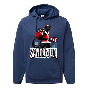 Santazilla Kaiju Santa Christmas Japanese Monster Xmas Cool Gift Performance Fleece Hoodie