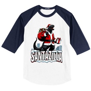 Santazilla Kaiju Santa Christmas Japanese Monster Xmas Cool Gift Baseball Sleeve Shirt