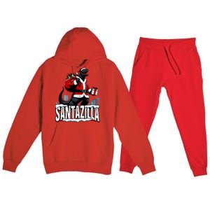 Santazilla Kaiju Santa Christmas Japanese Monster Xmas Cool Gift Premium Hooded Sweatsuit Set