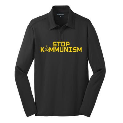 Stop Kammunism Stop Commiela Harris Vote Trump Vance 2024 Silk Touch Performance Long Sleeve Polo