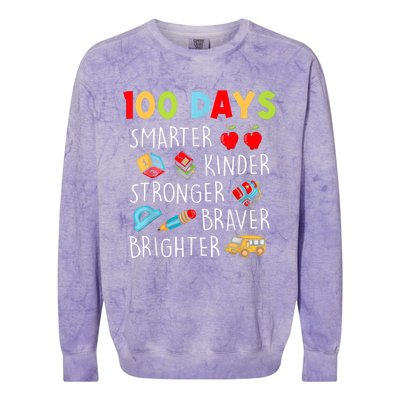 Smarter Kinder Stronger Brighter 100 Days Of School Teacher Colorblast Crewneck Sweatshirt