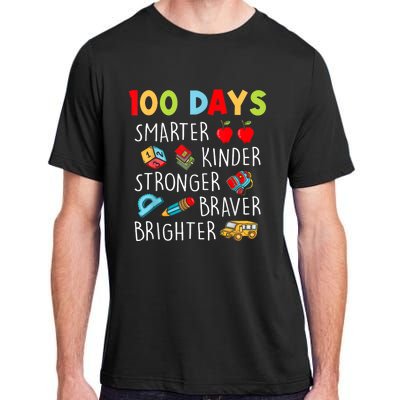 Smarter Kinder Stronger Brighter 100 Days Of School Teacher Adult ChromaSoft Performance T-Shirt