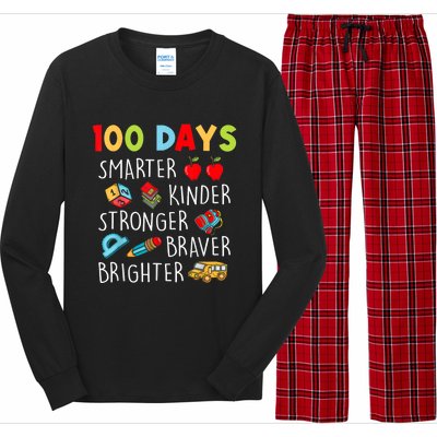 Smarter Kinder Stronger Brighter 100 Days Of School Teacher Long Sleeve Pajama Set