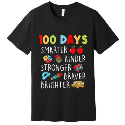 Smarter Kinder Stronger Brighter 100 Days Of School Teacher Premium T-Shirt