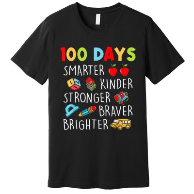 Smarter Kinder Stronger Brighter 100 Days Of School Teacher Premium T-Shirt