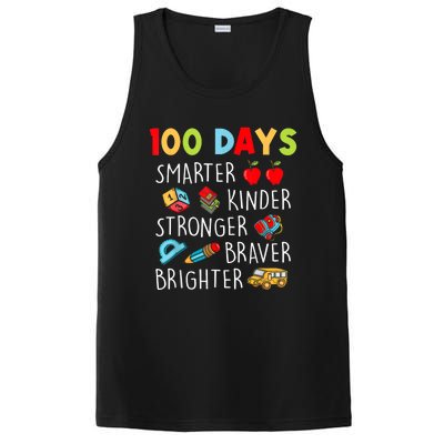 Smarter Kinder Stronger Brighter 100 Days Of School Teacher PosiCharge Competitor Tank