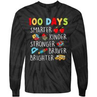 Smarter Kinder Stronger Brighter 100 Days Of School Teacher Tie-Dye Long Sleeve Shirt