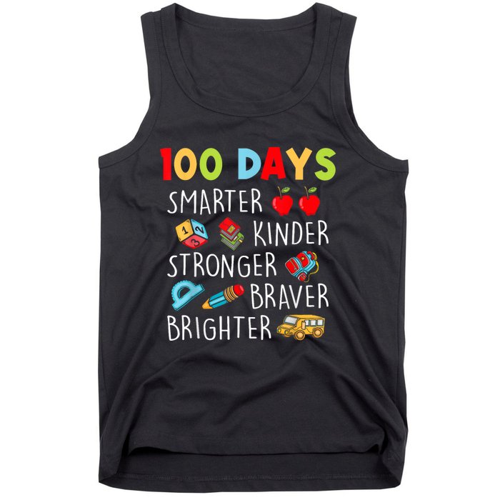 Smarter Kinder Stronger Brighter 100 Days Of School Teacher Tank Top