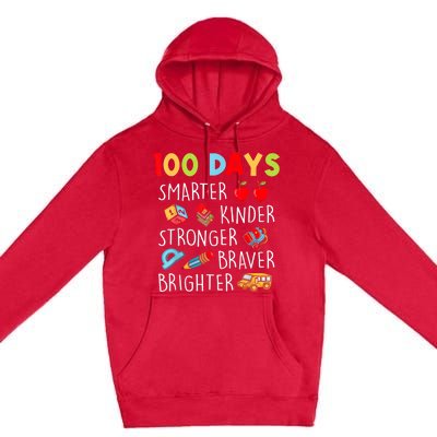 Smarter Kinder Stronger Brighter 100 Days Of School Teacher Premium Pullover Hoodie