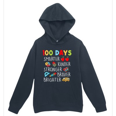 Smarter Kinder Stronger Brighter 100 Days Of School Teacher Urban Pullover Hoodie