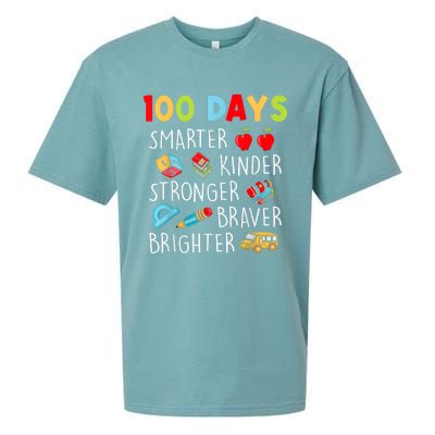 Smarter Kinder Stronger Brighter 100 Days Of School Teacher Sueded Cloud Jersey T-Shirt