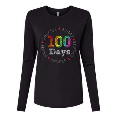 Smarter Kinder Stronger Brighter 100 Days Of School Womens Cotton Relaxed Long Sleeve T-Shirt