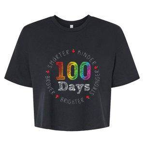 Smarter Kinder Stronger Brighter 100 Days Of School Bella+Canvas Jersey Crop Tee