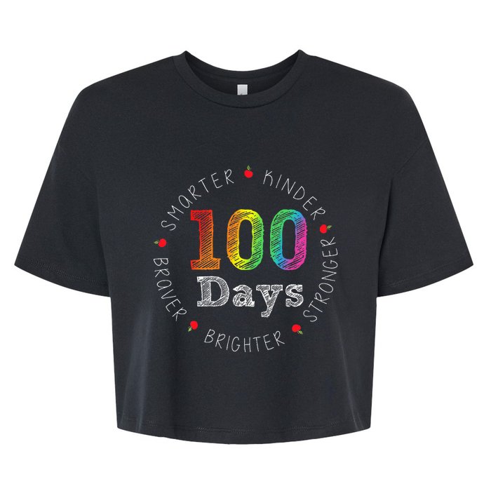 Smarter Kinder Stronger Brighter 100 Days Of School Bella+Canvas Jersey Crop Tee